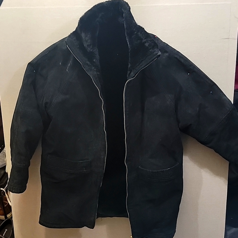 Shearling winter jacket genuine leather in black Uni sz L